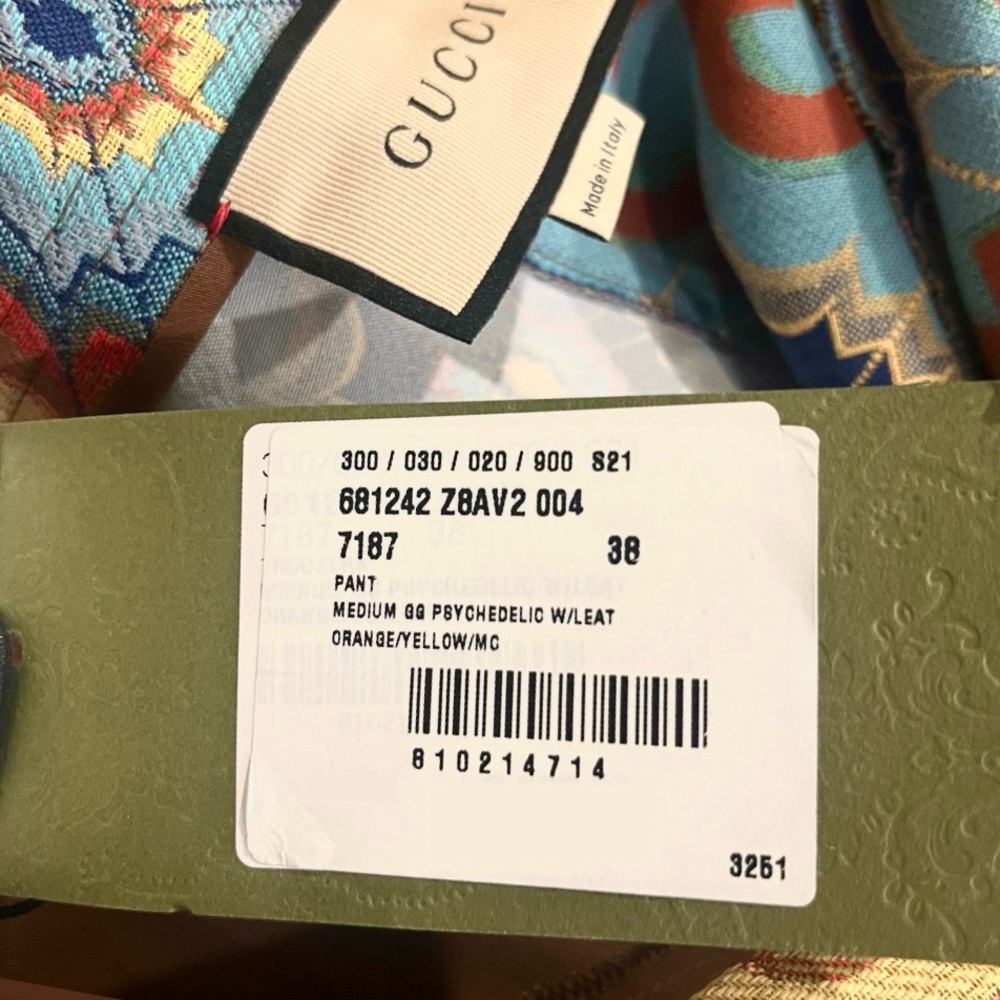 $2950 Gucci Psychedelic GG Logo With Leather Detail Trousers - Picture 11 of 15